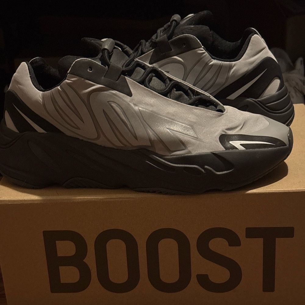 Adidas Black and Gray Yeezy Sneakers (metallic) Sz 10